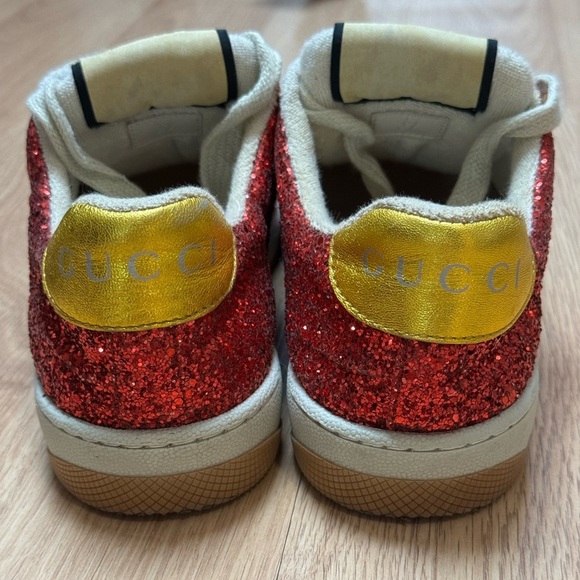 GUCCI Lovelight Screener Glitter Pink Sneakers Size 37 w/ Dust Bags VGUC - Picture 9 of 16